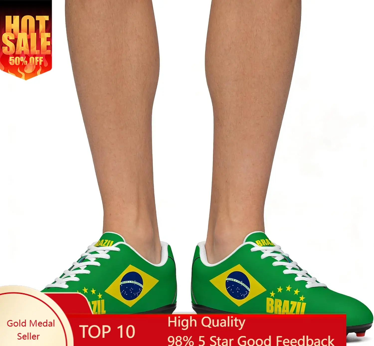 

Футбольные кроссовки Five Stars Brasil Flag для мужчин и женщин из полиуретана