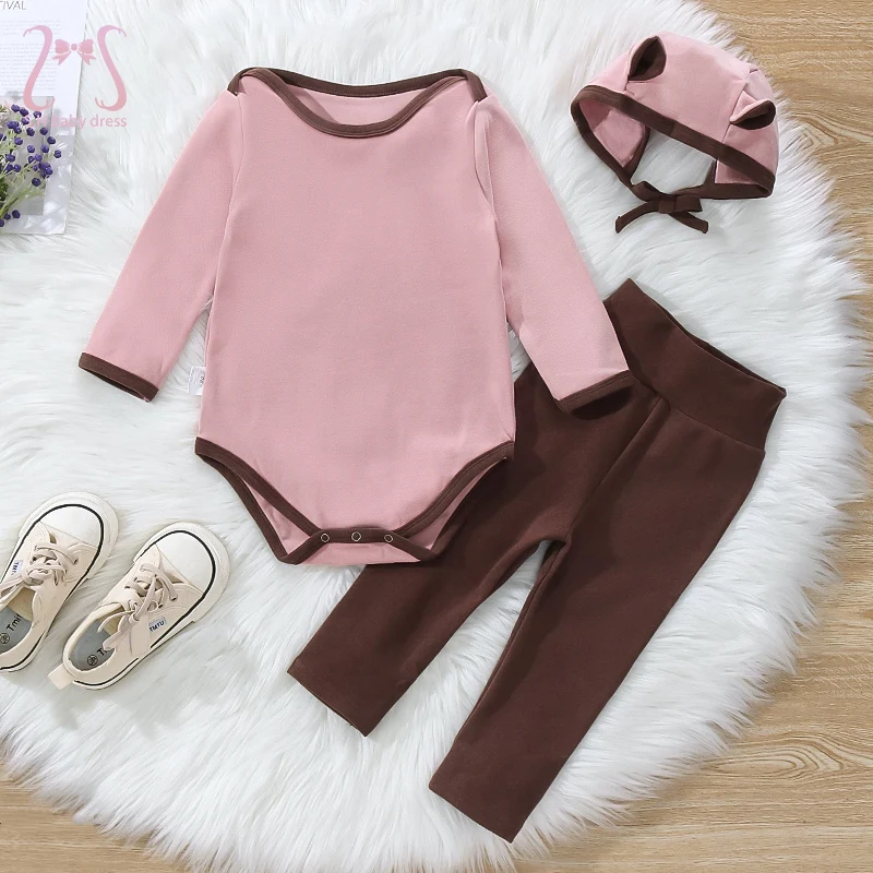 

Newborn Tops And Trousers Soft Comfortable Baby Girl Clothes 0 To 2 Y Toddlers Infants Longsleeve Children Clothing With A Hat