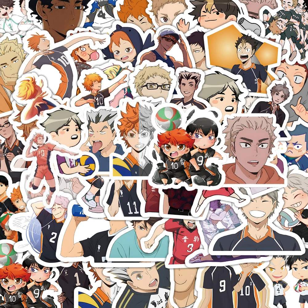 ¡10/30/60 piezas Haikyuu! Pegatinas de dibujos animados de Anime, calcomanías clásicas de Manga geniales, bricolaje, teléfono, portátil, guitarra, bicicleta, Hinata Shoyo, embalaje de pegatinas