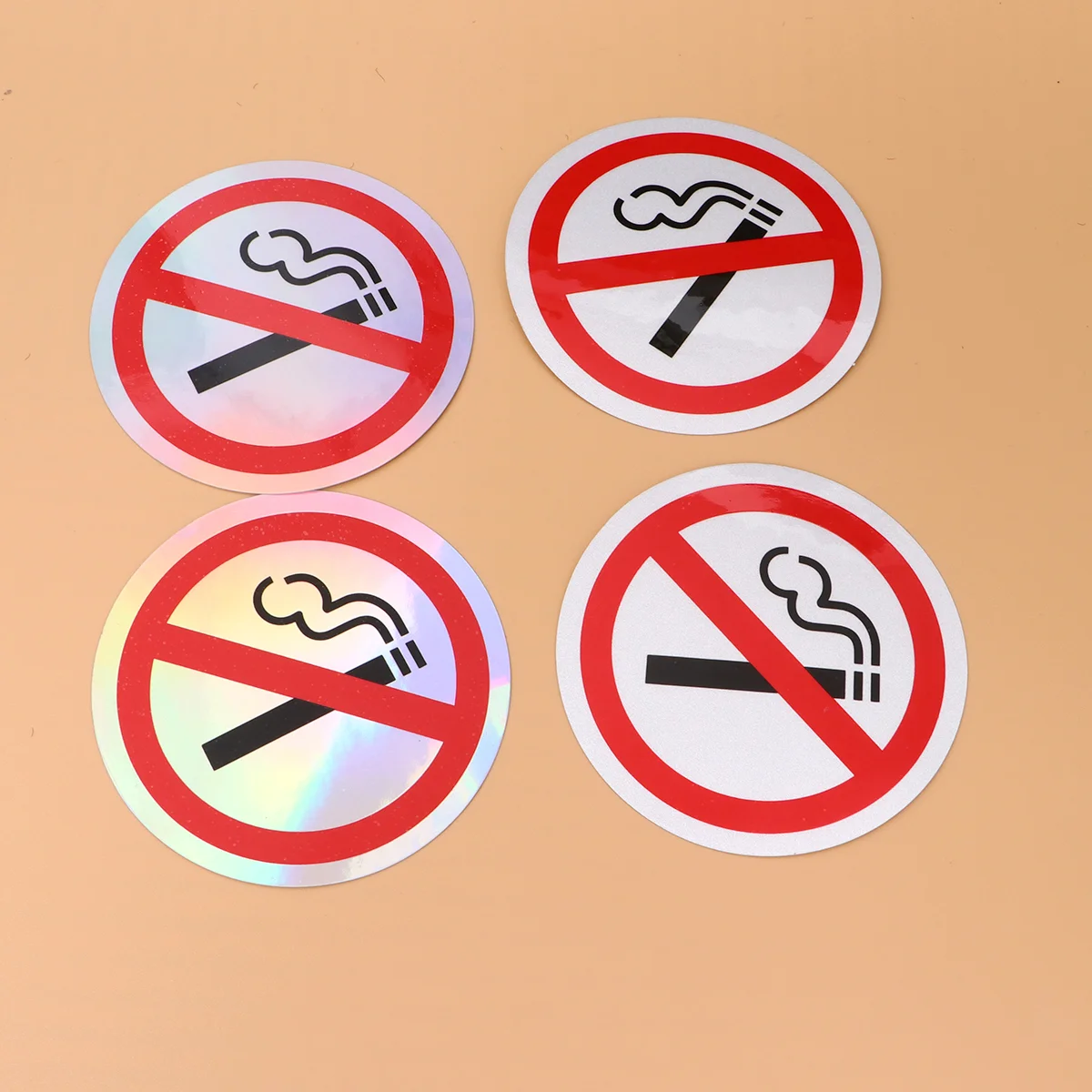 4 Pcs Car Stickers No Smoking for Vehicles Decal Poster Reflective Warning Sign