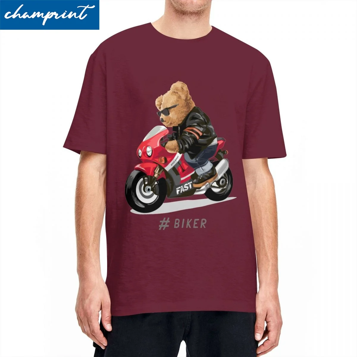 Moto Biker Teddy T-Shirt For Men Women 100%Cotton Clothing Novelty Teddy Bear Motorcycle Crewneck Short Sleeve