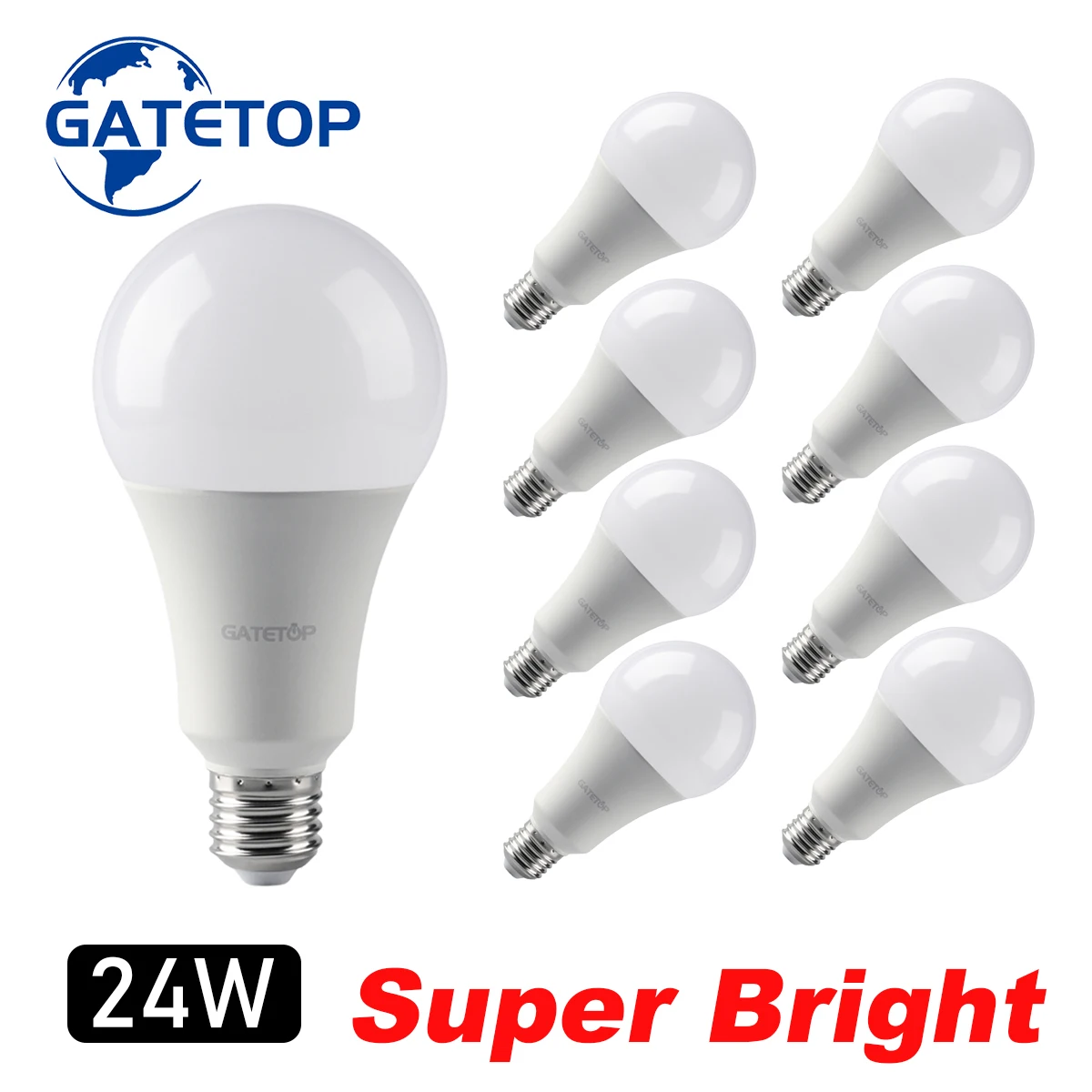 Lâmpada LED Super Bright Adequado para Iluminação Doméstica de Mall, Sem Strobe, Alta Potência, A80, 110V, 220V, E27, B22, 20W, 24W Eficiência