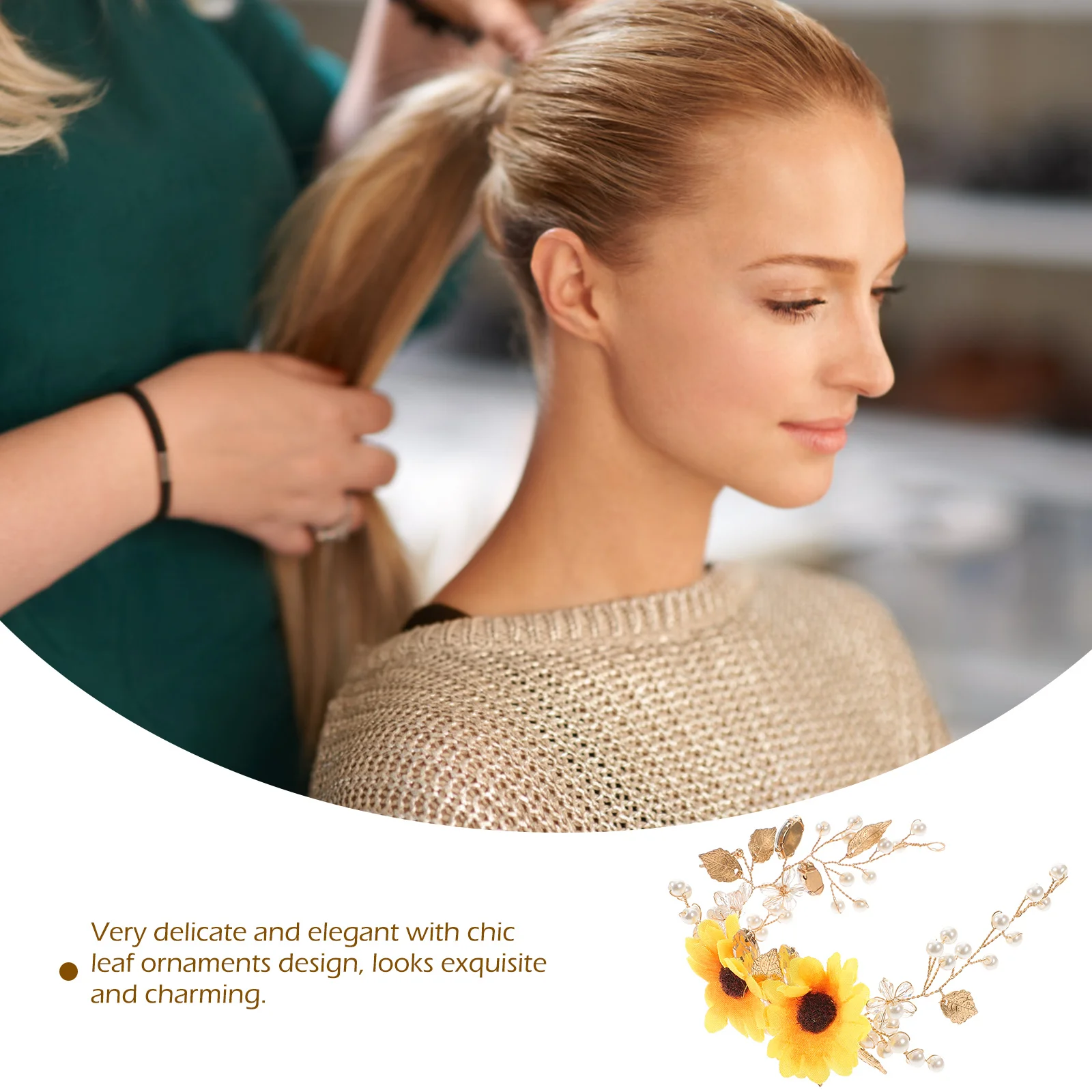 

Sunflower Bride Headband Delicate Alloy Tiara Elegant Wedding Hairband Decorative Bridal Hair Accessory Women Headdress