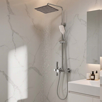 Bathroom Shower Faucet Set 3 Functions Shower 20cm SquareTop Spray Head Hot Cold Showers Mixer Pressure Discharge Copper Taps