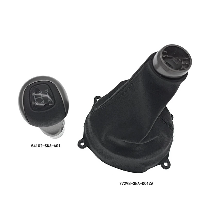 Carro 5 Speed Gear Shift Alavanca Knob com tampa contra poeira, Handball para Honda Civic 2006-2011, 77298-SNA-D01ZA, 54102-SNA-A01