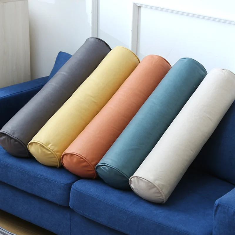 

Super Faux Leather Cylindrical Pillowcase Room Long Pillow Cover Bed Sofa Roll Neck Back Headrest Bolster Pillowcase