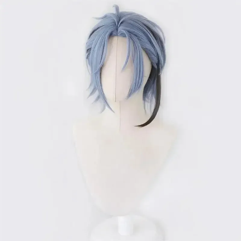 Anime Vtuber Hex Haywire Cosplay Wig Dark Blue Gray And Black Hair Heat Resistant Synthetic Halloween Party Accessories Props