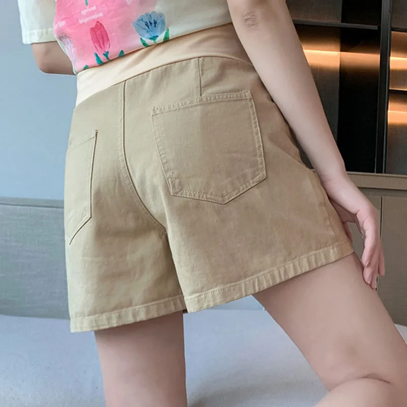 Summer Casual Cotton Maternity Shorts Wide Leg Loose Adjustable Elastic Waist Belly Clothes for Pregnant Women Pregnancy