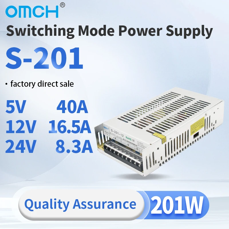 

OMCH 200/201/250W Switching Power Supply Light Transformer S-200 /201 /250 Overload Protection Converter Transformer 5V 12V 24V