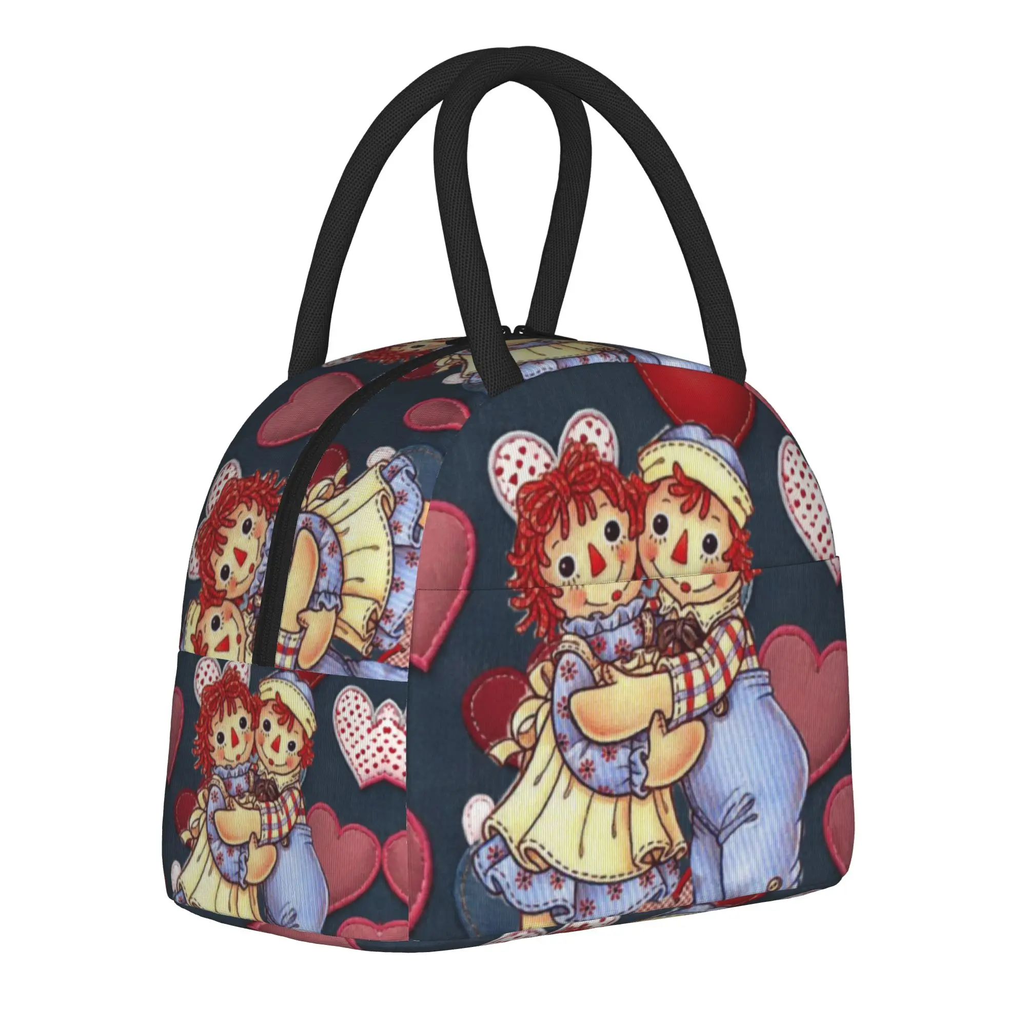Raggedy Ann Bolsa térmica isolada para homens e mulheres, bolsa térmica portátil para alimentos, caixas térmicas para piquenique