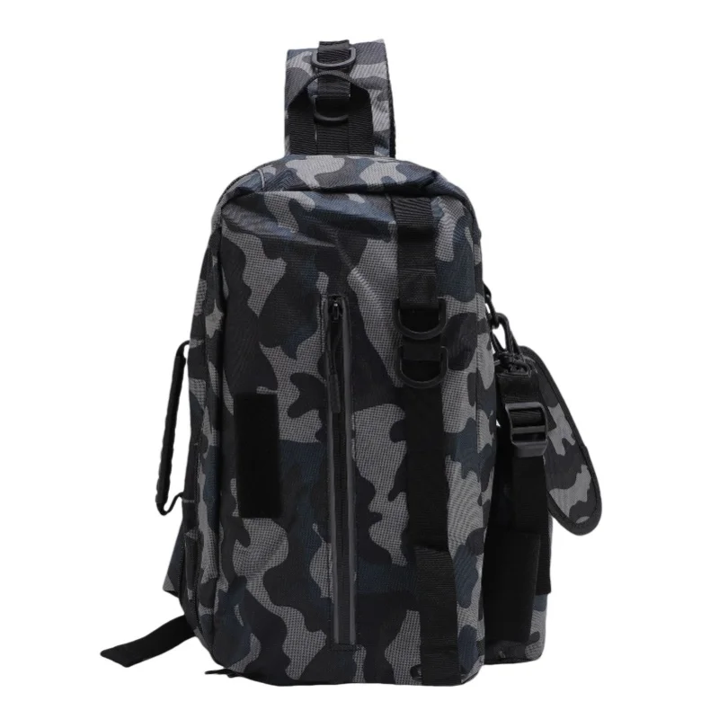 

Fishing Sling Bag With Rod Holder Nylon Rainproof Lightweight Fishing Tackle Storage Backpack For Outdoor Fishing Gears Grey