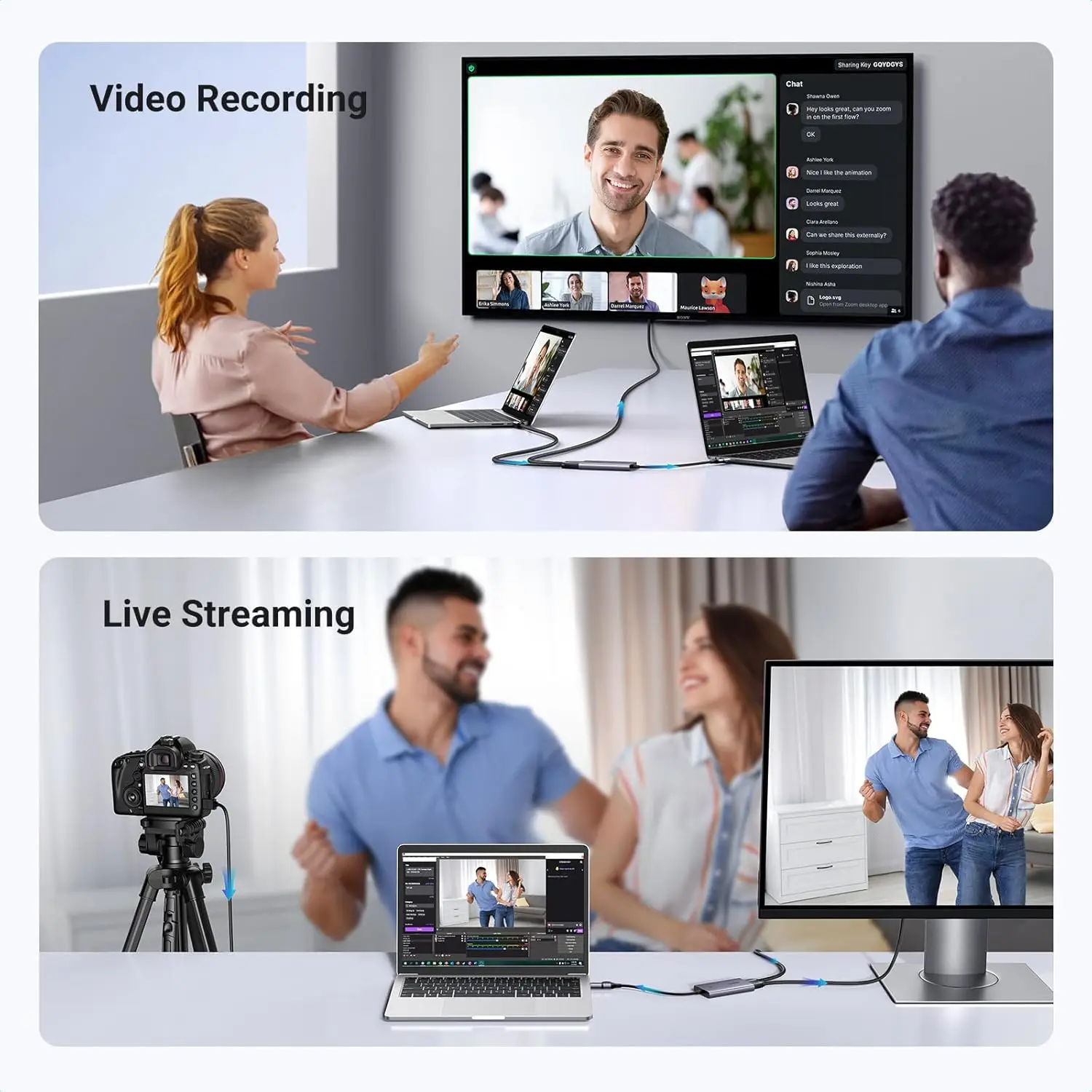 بطاقة التقاط الصوت والفيديو UGREEN 2K@30 هرتز HD-MI، بطاقة التقاط الفيديو 4K@30 هرتز، USB 3.0 Full HD 1080P 60FPS مع زمن انتقال منخفض