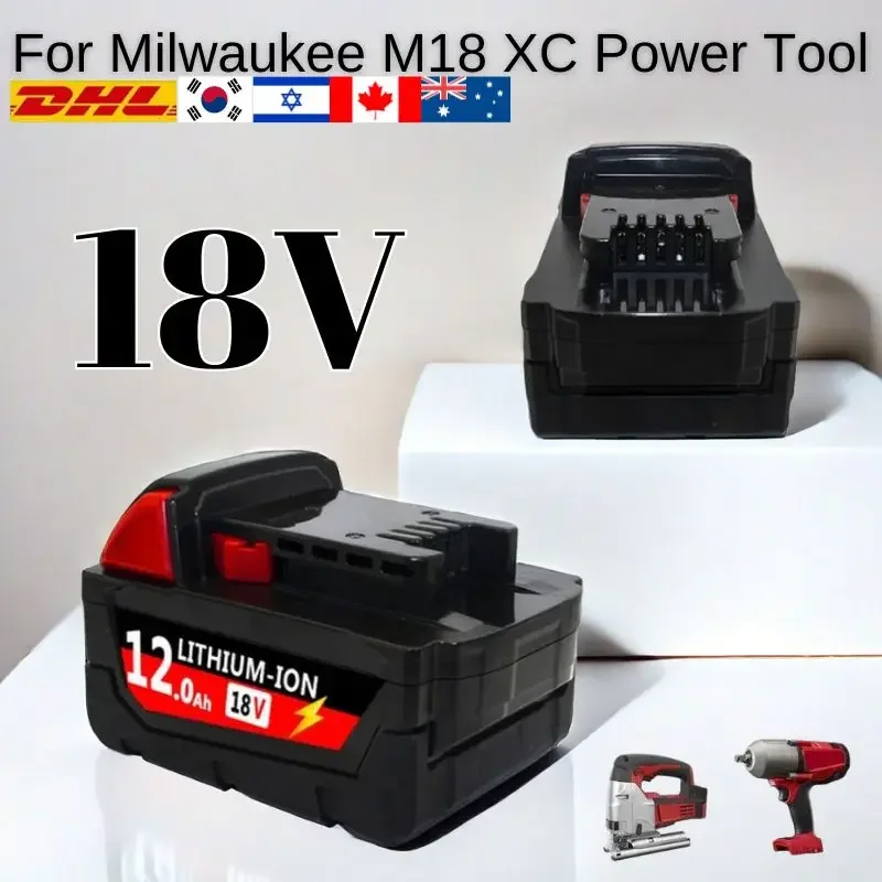 

12.0Ah Replacement for Milwaukee M18 XC Lithium Battery 18V 48-11-1860 48-11-1850 48-11-1840 48-11-1820 Rechargeable Batteries
