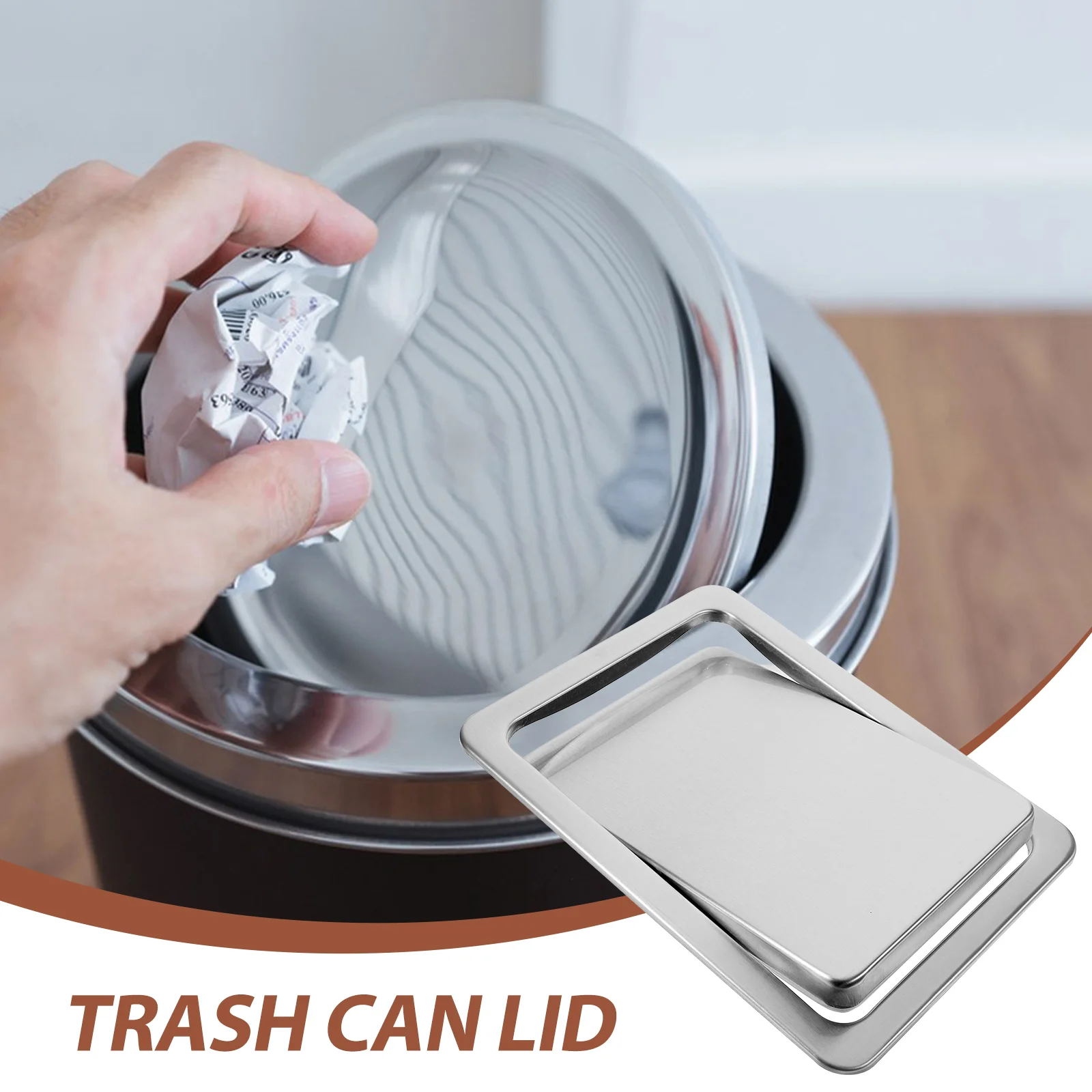 Stainless Steel Flap Flush Recessed Built-In Balance Swing Flap Lid Cover Trash Bin Garbage Can Kitchen Counter Top