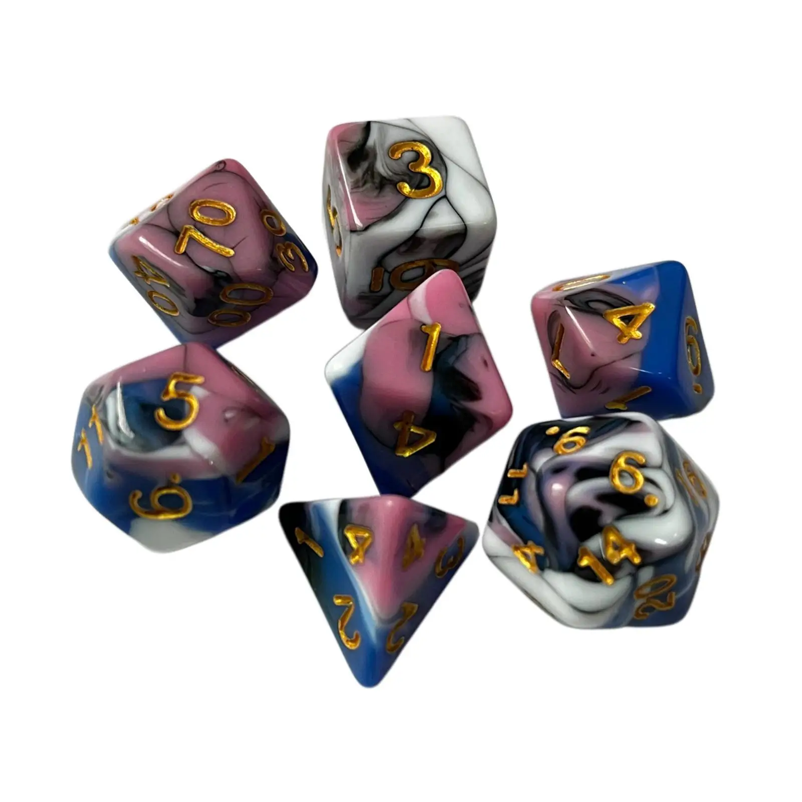 ชุดลูกเต๋าอะคริลิกทรงหลายเหลี่ยมสำหรับเล่นเกมบทบาทสมมติ ลูกเต๋าหลากสีสำหรับเกมในแก้วและงานปาร์ตี้