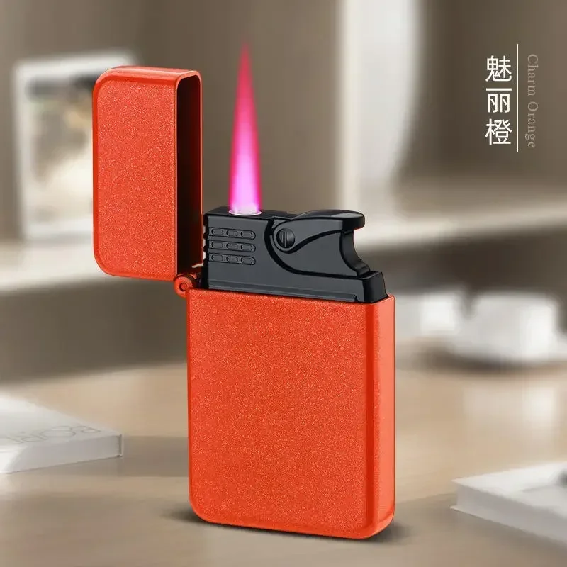 Square Metal Red Jet Flame Lighter Inflatable Butane Lighter Smoke Accessories Windproof Gas Lighters Gifts for Smokers