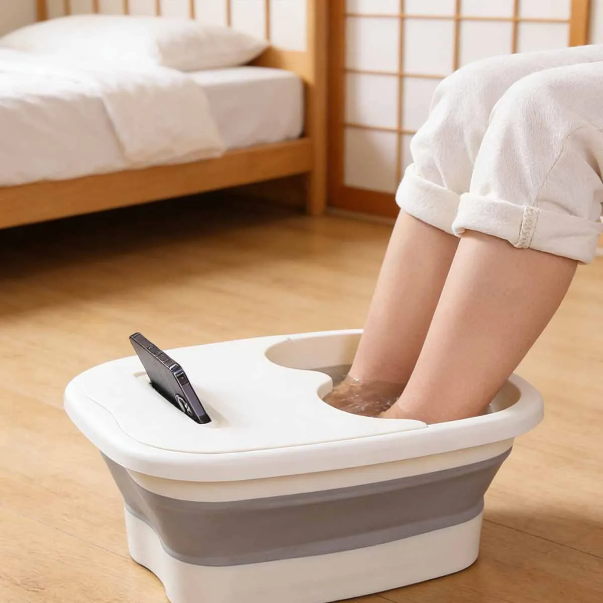 Bañera Plegable para Pies, Bañera para Hacer Baños de Pies en Casa, Ahorra Espacio, Recipiente Plegable con Tapa, Bañera de Masaje para Pies