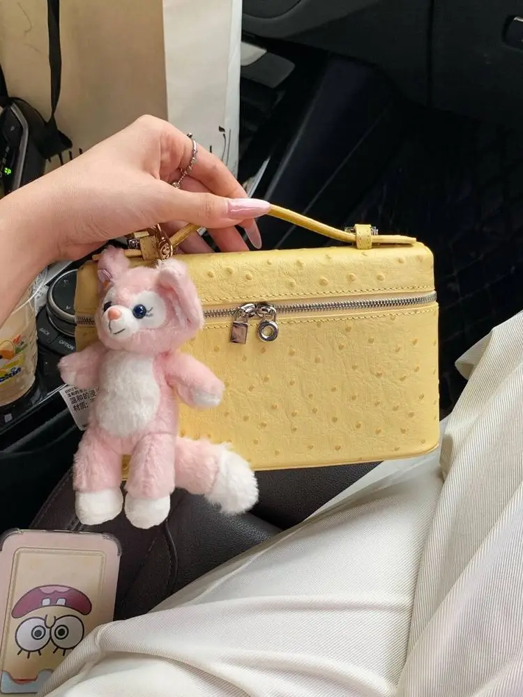 

Современная нейтральная сумка Sle Chien с желтым узором страуса, сумка для обеда, женская сумка, сумка через плечо, маленькая квадратная сумка