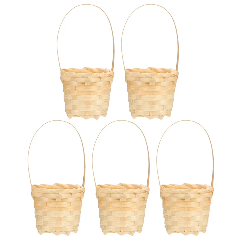 5 Pcs Wicker Mini Flower Basket Small Gifts Micro Landscape Bamboo Girls Wedding