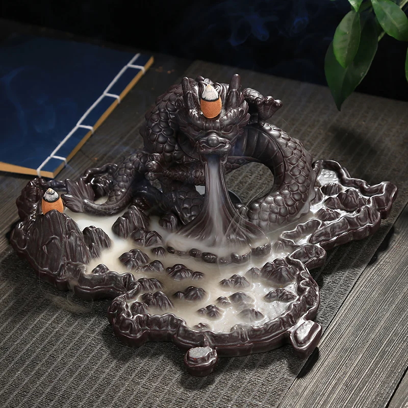 Personality creative ornaments indoor household ceramic smoke mountain water Zen sandalwood