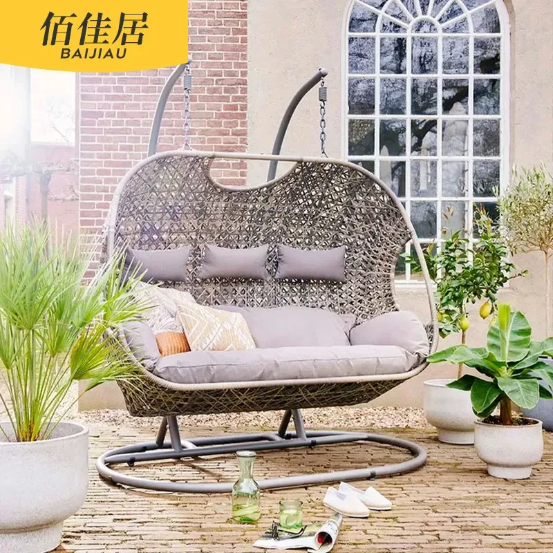 Outdoor Swing Hanging Basket Rocking Chair Double Seat Courtyard Leisure Lazy Chair Balcony Garden Furniture