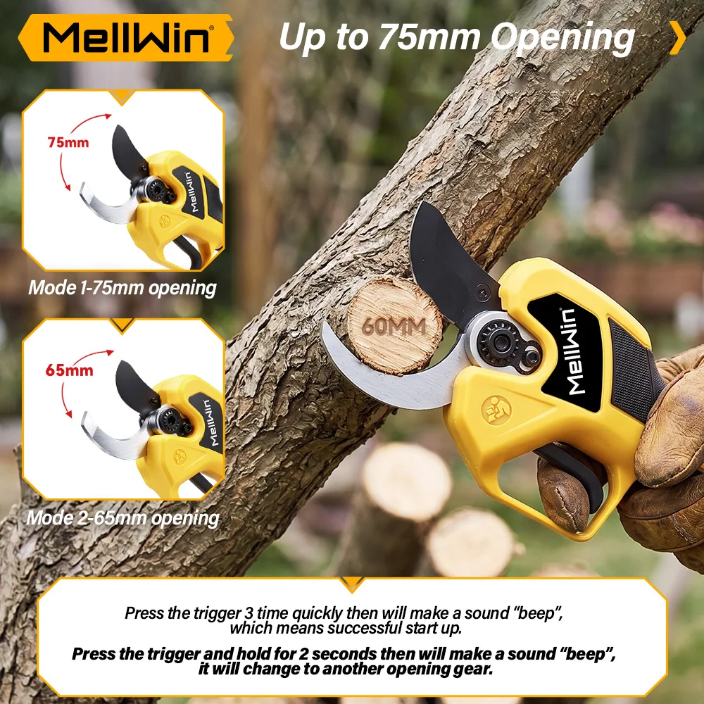 MELLWIN Electric Pruning Scissors 60mm Brushless 2 in 1 with 180cm Telescoping Pole Garden Pole Pruner Tool for Makita 18V Battery Pin - Image 6