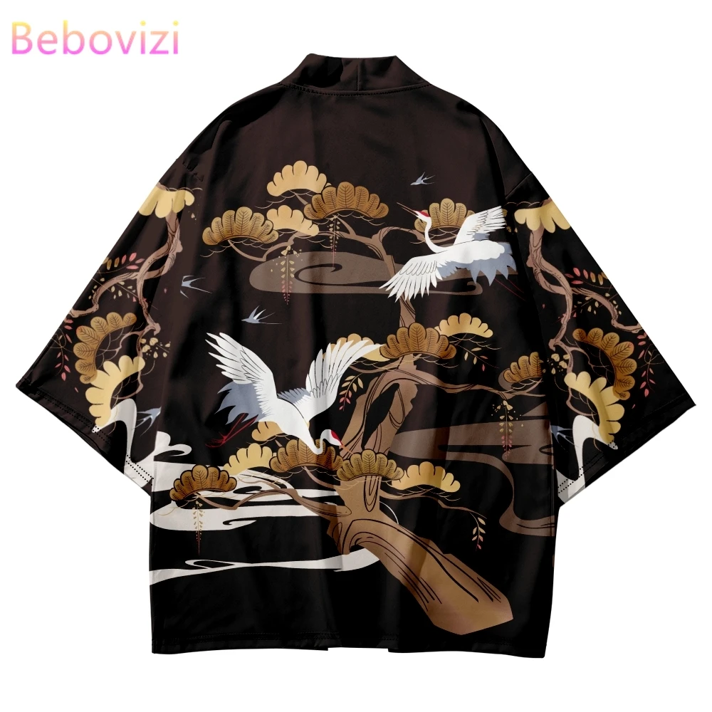 

6XL Crane Kimono Women Haori Yukata Female Japanese Kimono Cardigan Girl Shirt Japan Clothes Women'S Kimono Shirt 2024