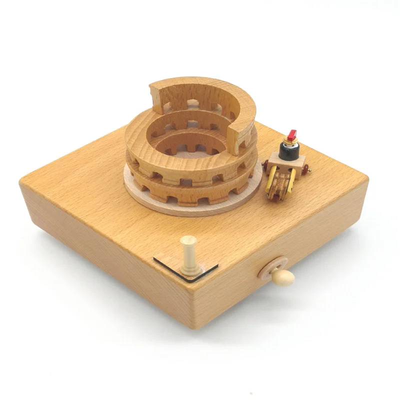 

Wooden music box spinning mini train