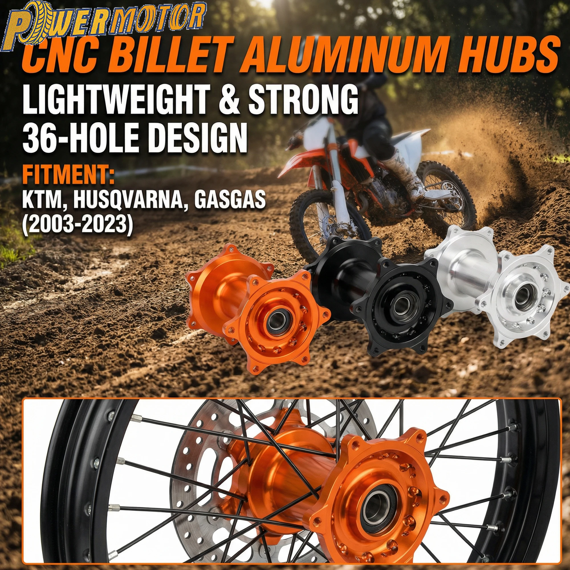 

DirtBike Motorcycle Wheel Hub Front Rear Rims CNC Machined 36 Holes For KTM SX XC EXC XCW 2003-2023 GASGAS Husqvarna TE TC FE FC