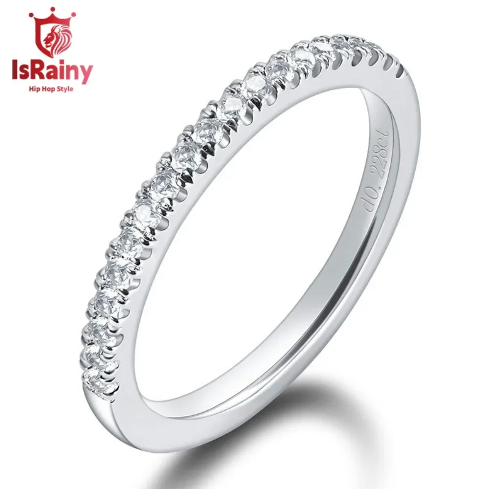 IsRainy Pass Diamond Test D Color Round Cut All Moissanite Rings For Women Men Anniversary 925 Sterling Silver Fine Jewelry Gift