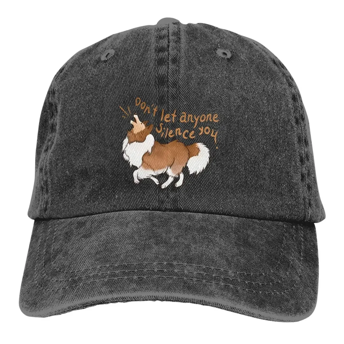 Barking Sheltie Shetland Sheepdog Don't Let Anyone Silence You Baseball Caps Peaked Cap Collie Dog Sun Shade Hats for Men Women