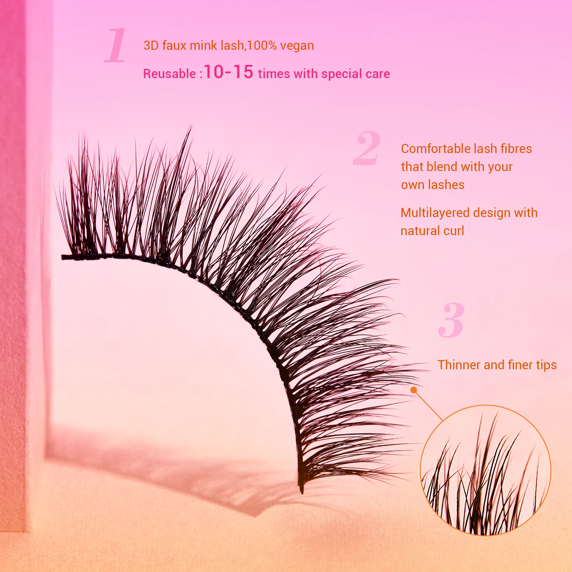Jessup False Eyelashes Natural Looking 1 Pair Thinner 3D Faux Mink lash Short Fluffy Reusable False Eyelashes 100% Vegan FE108