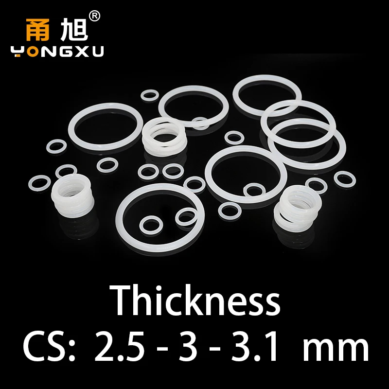 O-ring thickness 2.5/3/3.1mm CS silicone VMQ sealing high temperature resistant gasket rubber ring complete in specifications