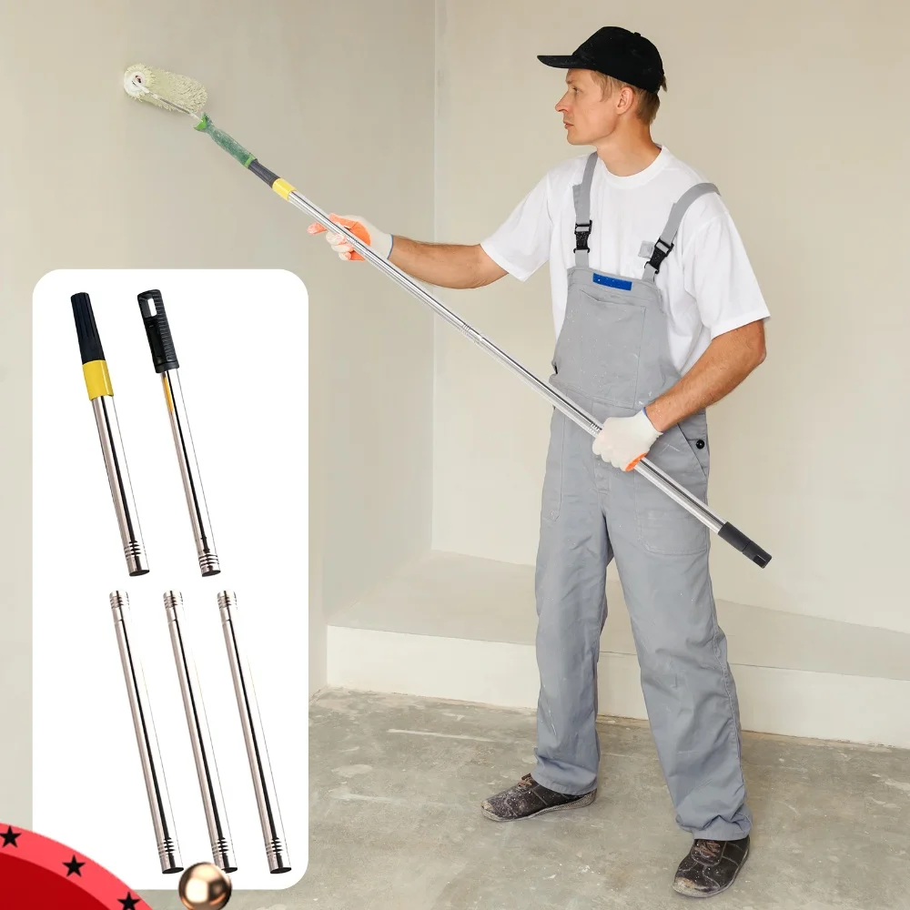Retractable Paint Roller Extension Pole Detachable Extender Stick Multi-Function Telescoping Pole for Ceiling Cleaning Tidying