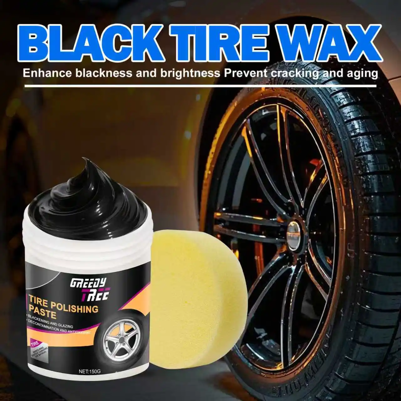 Advanced Tire Polish & Black Enamel Paste - Quick-Dry Formula for Tires, Plastic & Rubber - Instant Shine Restorer, & Resistan