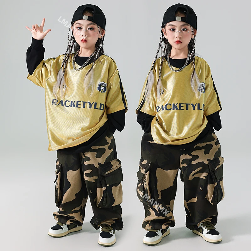 女の子のヒップホップスタイルのコスチューム、ストリートパフォーマンス、子供のダンスウェア