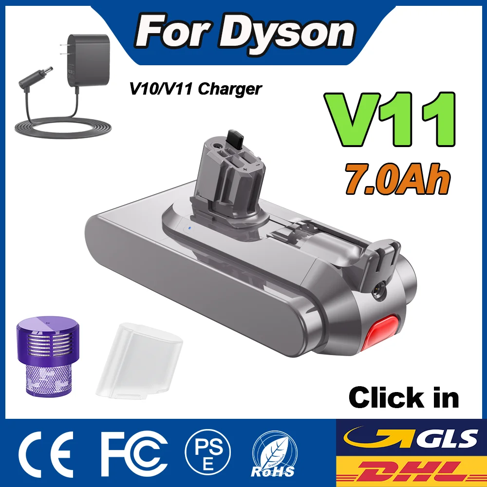 Batterie 25,2V 7,0Ah pour aspirateur Dyson V11, compatible avec les modèles Fluffy, Absolute, Extra, Total Clean, V11 Animal, type à clipser.