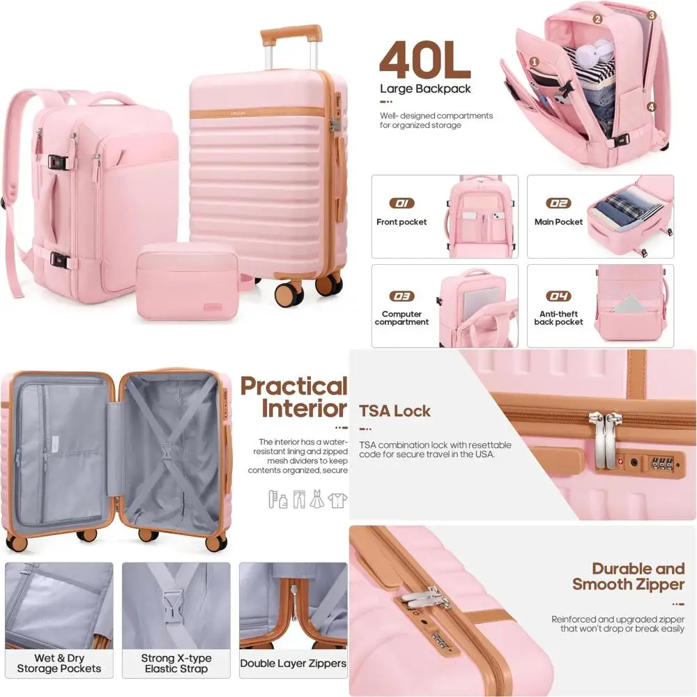 

Набор чемоданов из трех частей с твердым механизмом и замком TSA, 20-дюймовая ручная кладь, прочный чемодан для путешествий