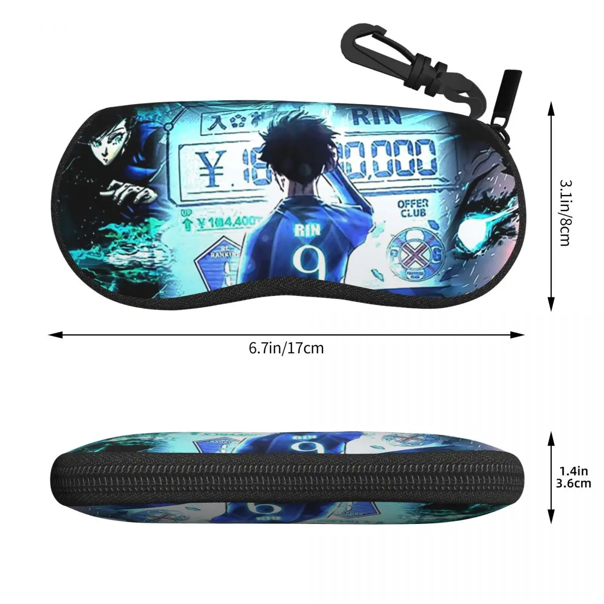 Rin Itoshi Blue Lock Football Shell Glasses Case Protective Sunglasses Box Women Men Soft Eyeglasses Bag Pouch