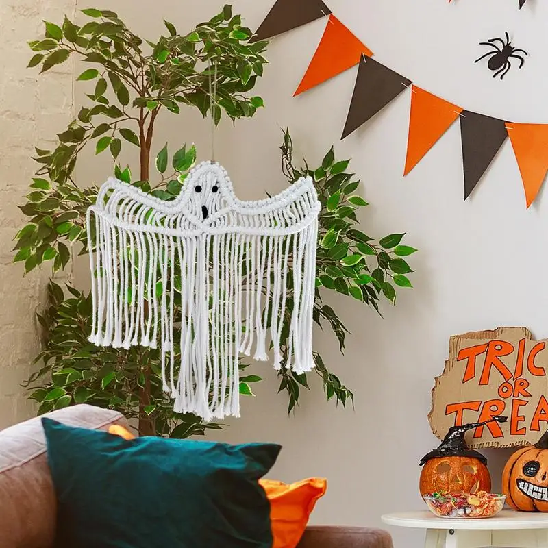 

Scary Ghost Decor Woven Tassel Spooky Ghost Ornament Ghost Image Halloween Party Decorations For Living Room Shopping Mall