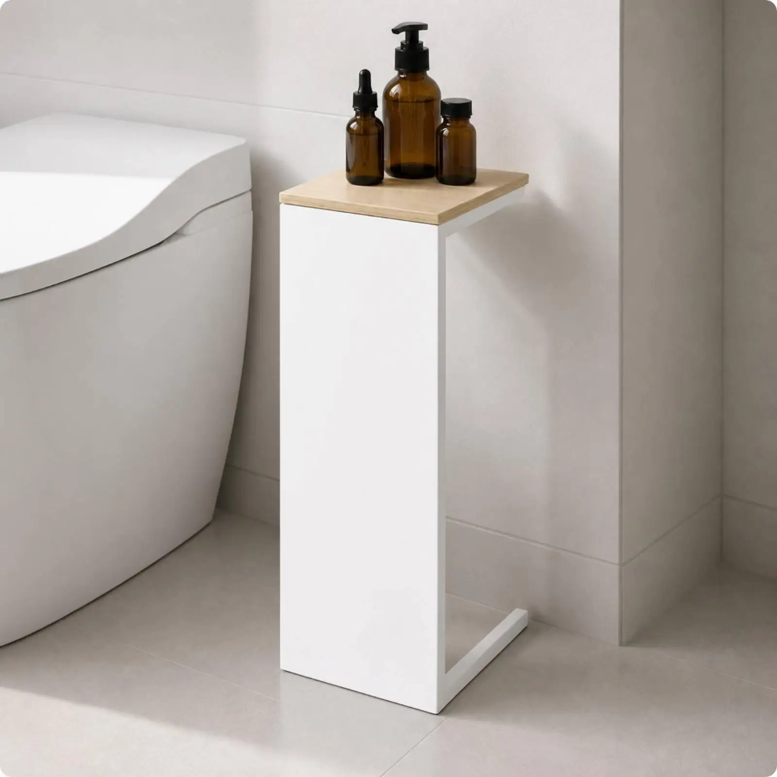 Storage Rack Slim One-Tier Side Table Slim Freestanding Storage Rack Compact for Apartment Dwellers, Bathroom, Bedroom
