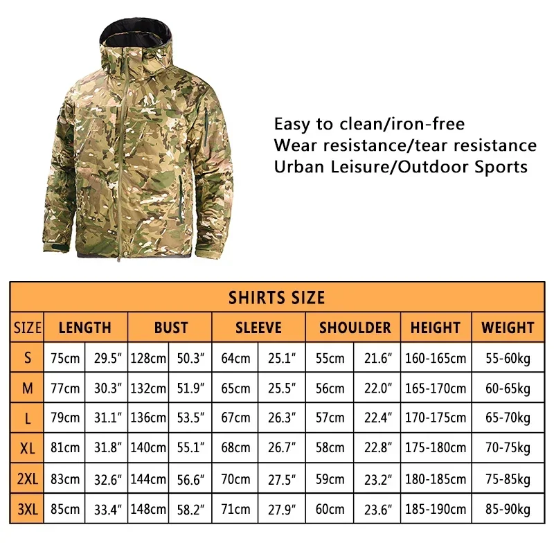 Winter Warm Down Tactical Jackets Wind Resistant Thermal Jacket Camo Lightweight Coats Outdoor Hunting Clothes Men Clothing