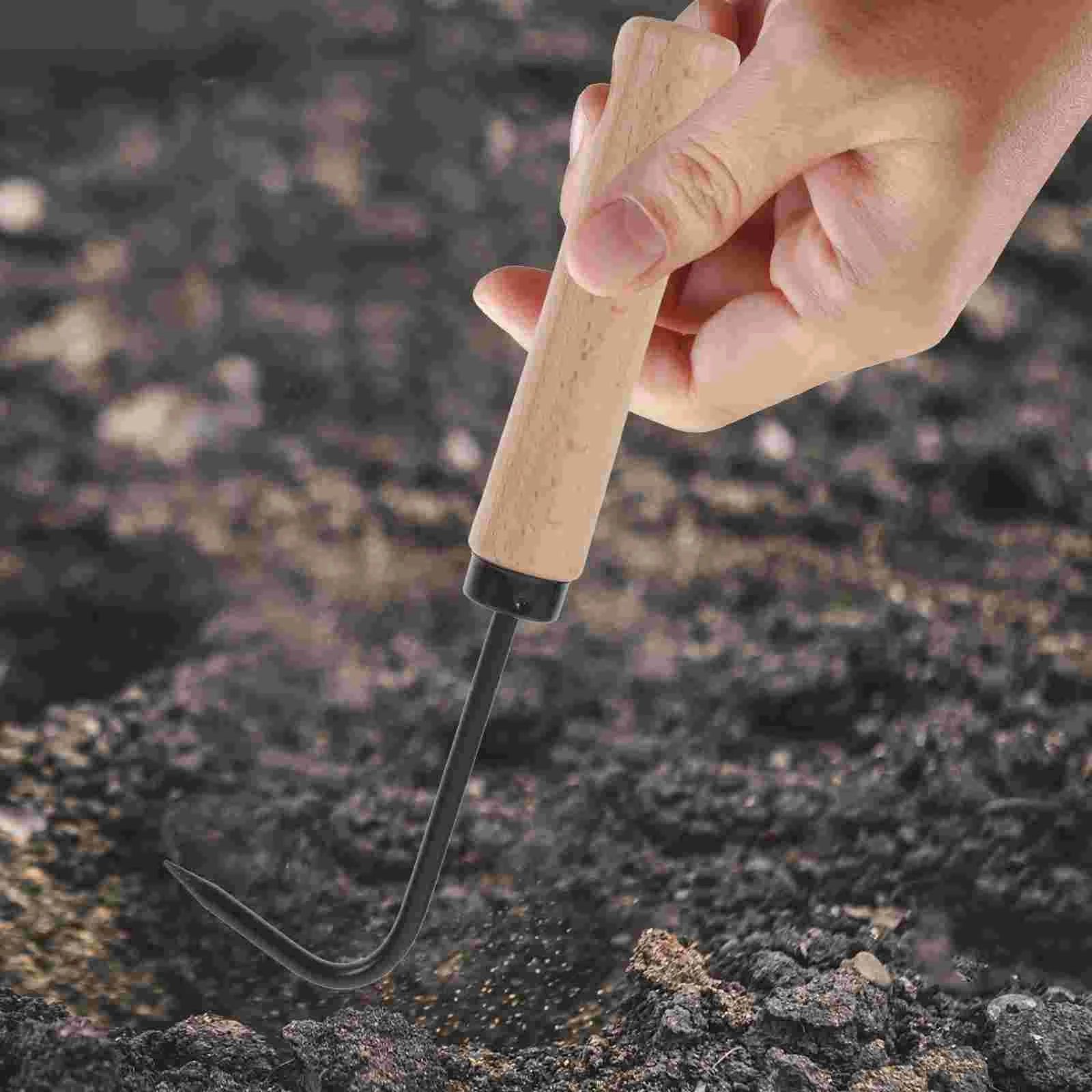 

2 Pcs Root Remover Soil Loosener Household Weeder Garden Weeding Tool Extractor Metal Wood Lawn
