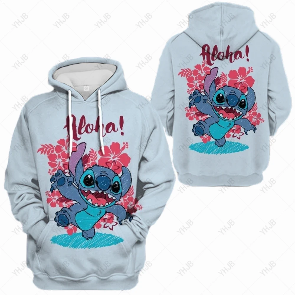 Disney Stitch Print Hoodie für Frauen, lässige Harajuku Kleidung, lange Ärmel, weibliche Hoodies, Herbst und Winter