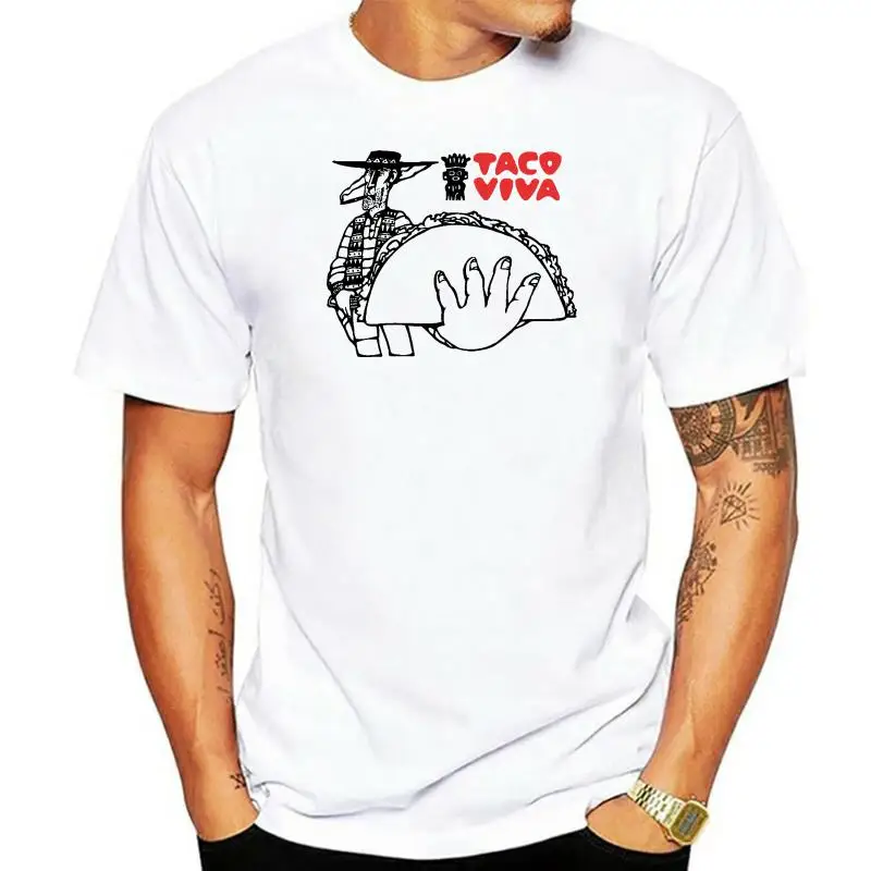 Taco Viva T Shirt Retro 80's 90's Fast Food Vintage Style 100% Cotton Beige Tee Fashion Cotton Tshirts