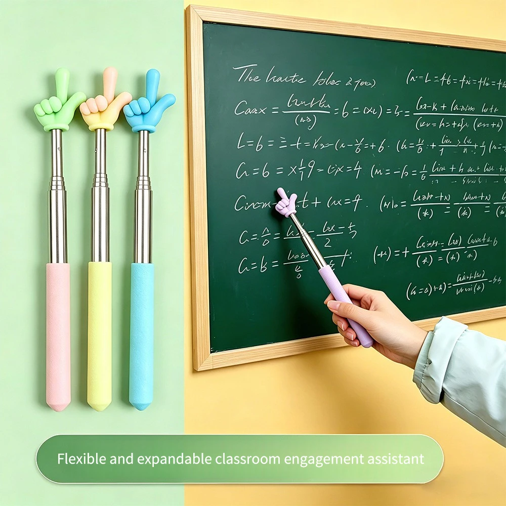 Cute Telescopic Finger Pointer Stick Retractable Reading Guide Stick for Teachers Kids Classroom Home Learning Teaching Supplies