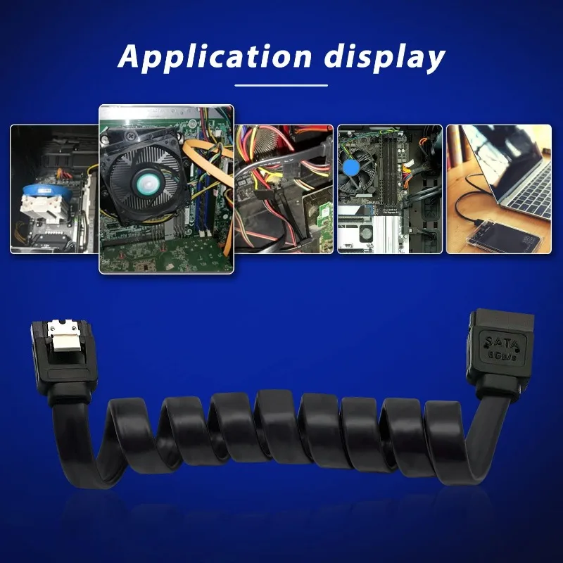 12 حزمة كابل بيانات SATA III 6.0 جيجابت في الثانية أسود مستقيم مع مزلاج قفل 16 بوصة حزمة كابل SATA لمحركات الأقراص الصلبة، SSD، CD ومحركات أقراص DVD