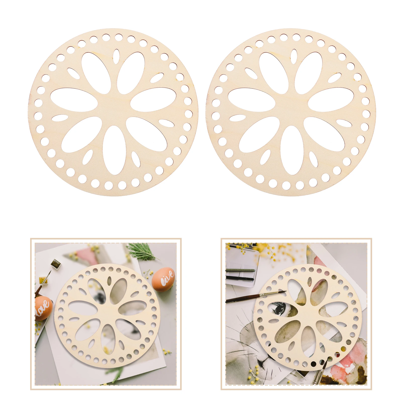 

2Pcs Wood Chips H made Accessories DIY Crochet Bag Bottom Shaper Base Basket Weaving Supply Wooden Craft Material