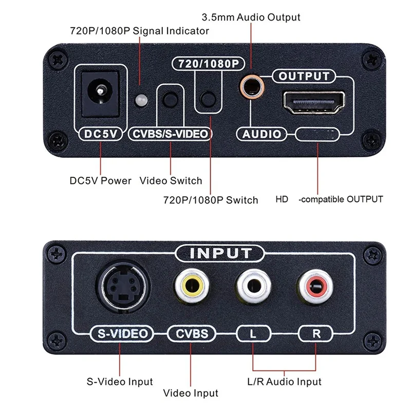 محول صوت AC56-AV S-Video CVBS - متوافق مع S VIDEO+S S VIDEO Composite Switcher محول Upscaler HD 3RCA EU PLUG #4