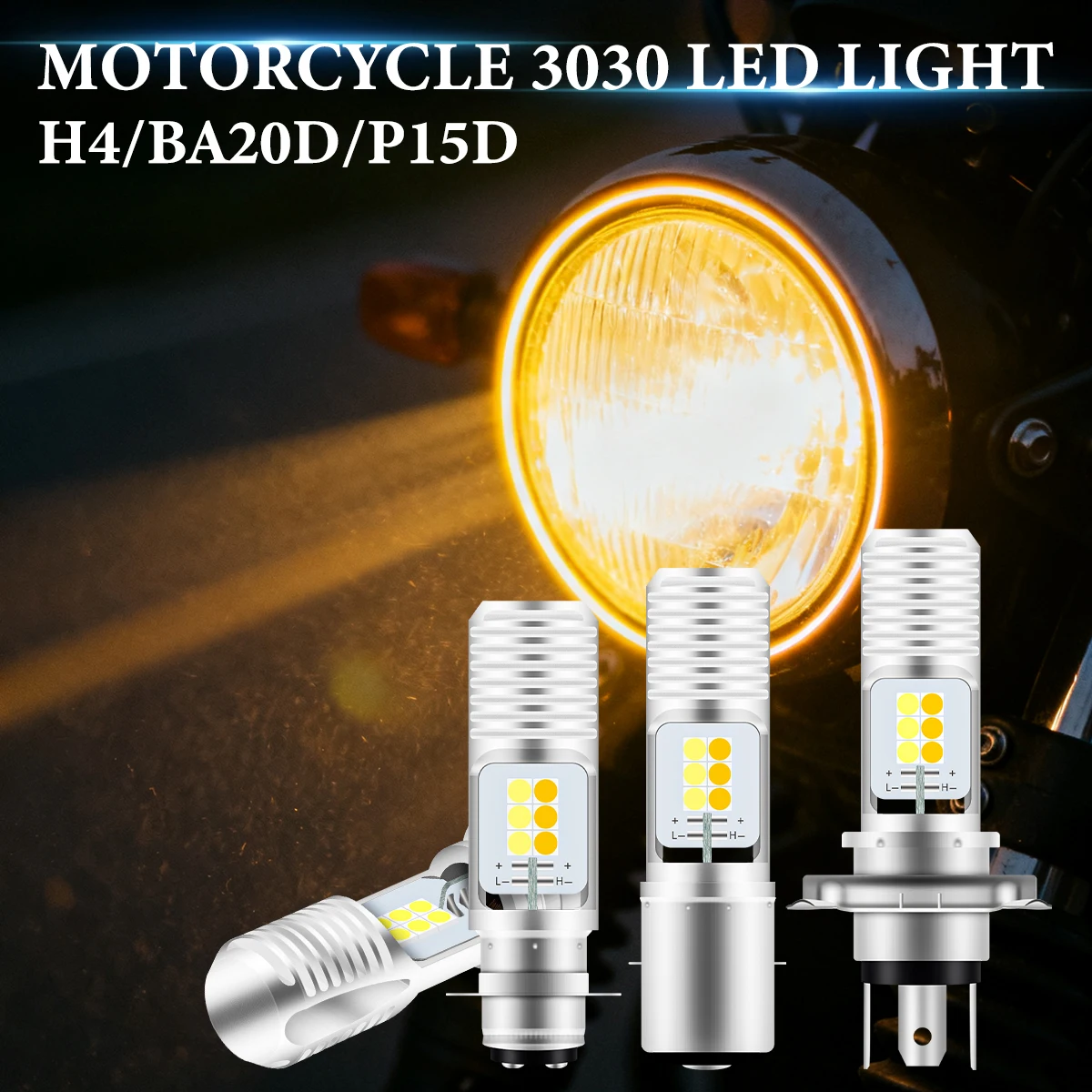 Bombilla LED BA20D H4 para Motocicleta, P15D de Doble Color, Luz Alta y Baja, 12V, Repuesto para Faro Delantero de Motocicleta Yamaha, Italika, Honda, ATV